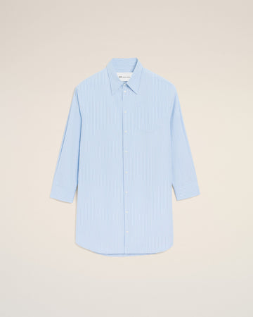 Blue Cotton Ami De Coeur Wide Shirt Dress