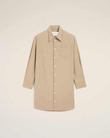Beige New Wool Ami De Coeur Wide Shirt Dress