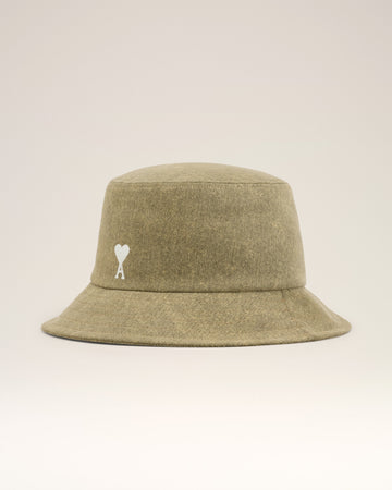 Green Cotton Ami de Coeur Embroidery Bucket Hat