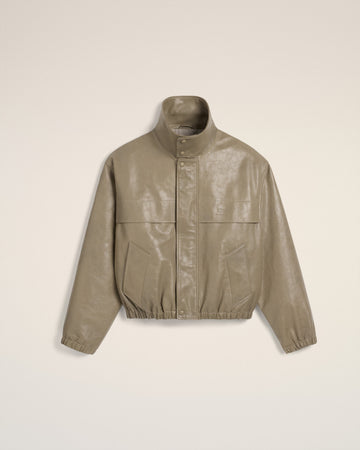 Green Leather Zipped Jacket