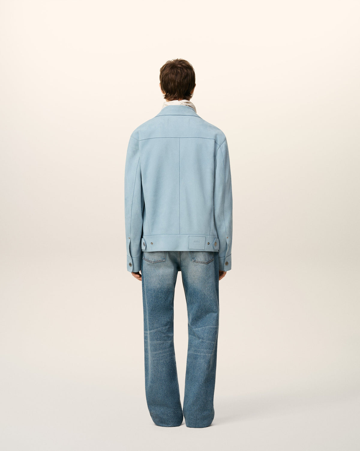 Blue Leather Trucker Jacket