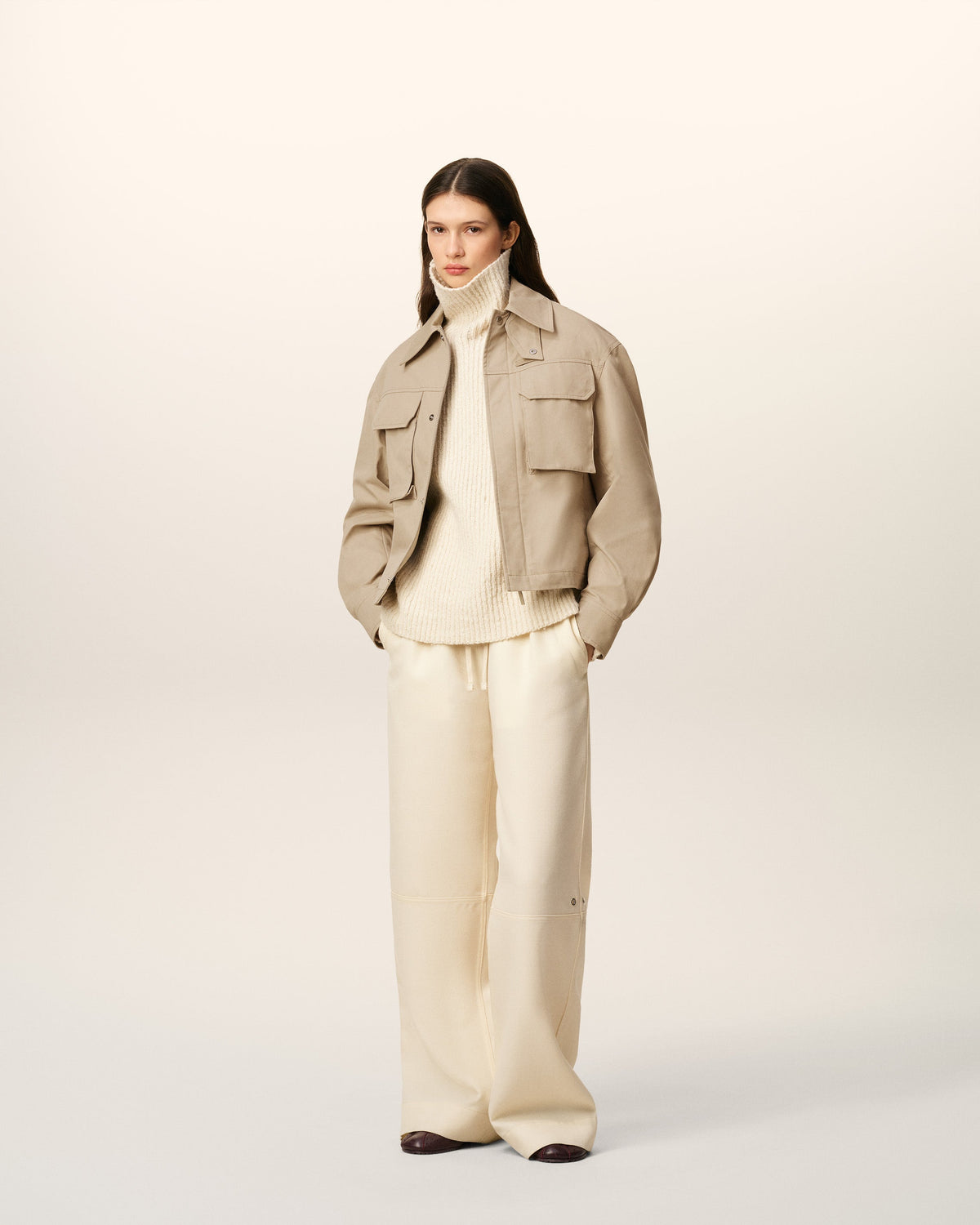 Beige Cotton Worker Jacket