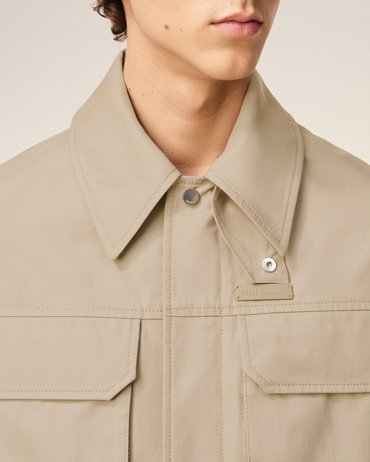 Beige Cotton Worker Jacket