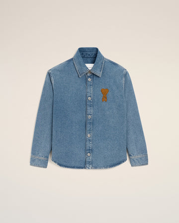 Blue Cotton Knitted Ami De Coeur Overshirt