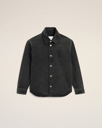 Black Cotton Knitted Ami De Coeur Overshirt