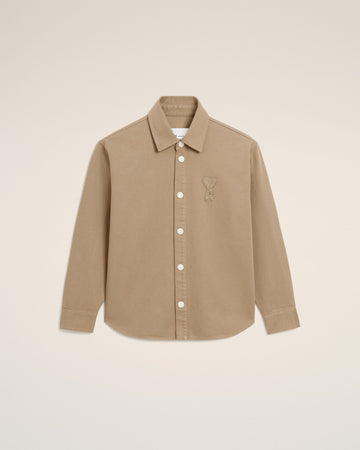 Beige Cotton Knitted Ami De Coeur Overshirt