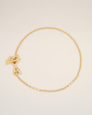 Gold brass bracelet with hammered Ami de Coeur arrow
