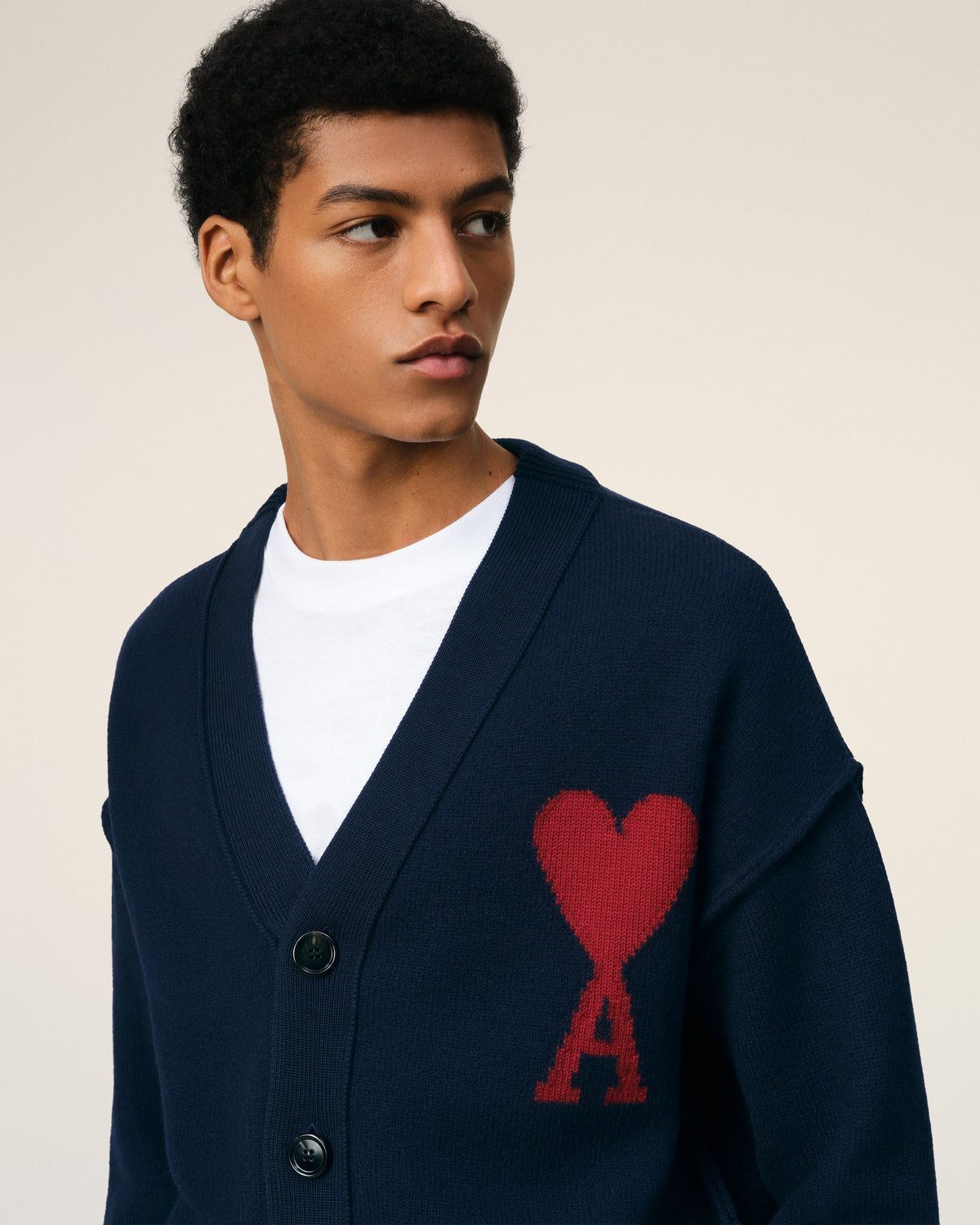 Blue Wool Red Ami de Coeur Cardigan