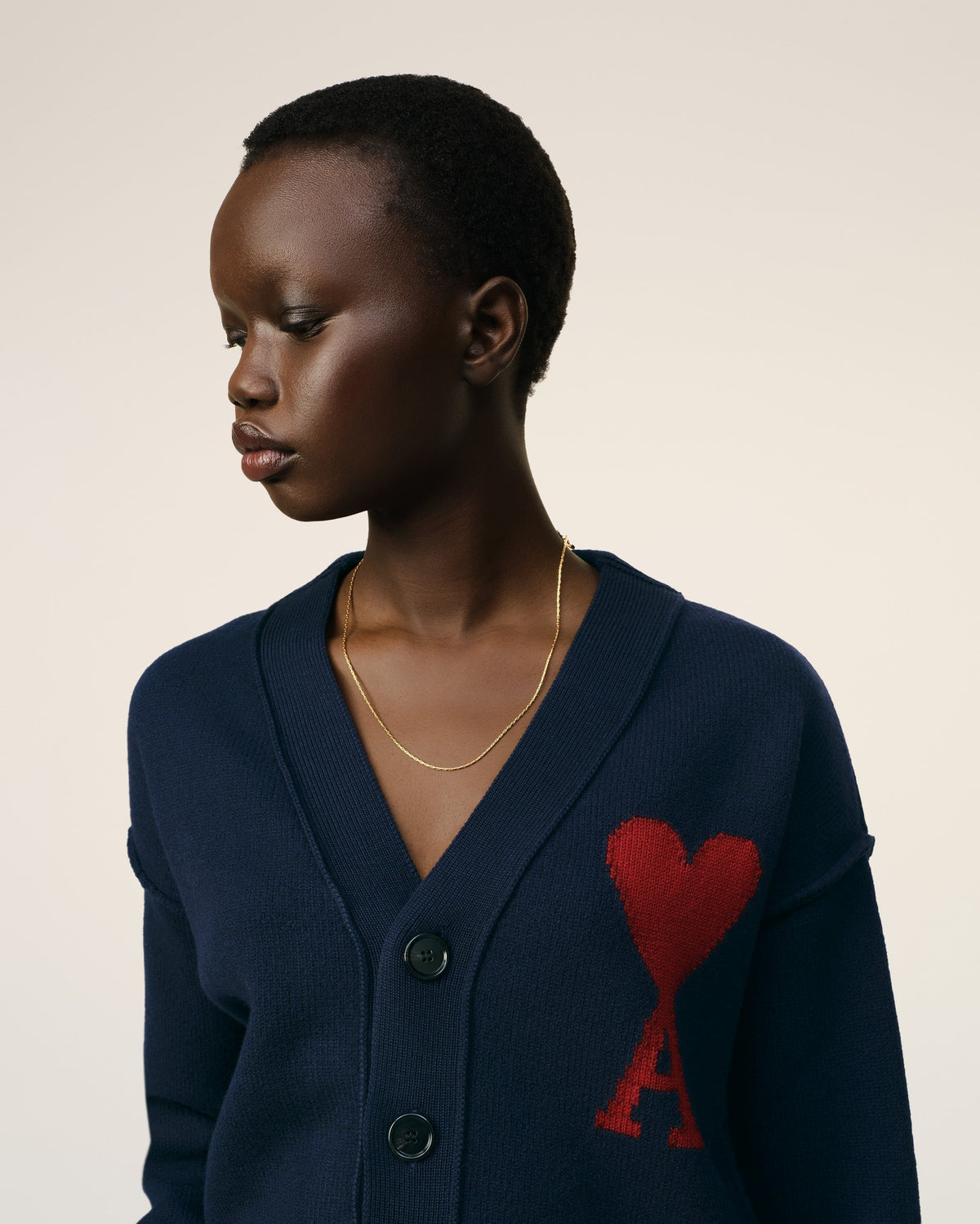 Blue Wool Red Ami de Coeur Cardigan