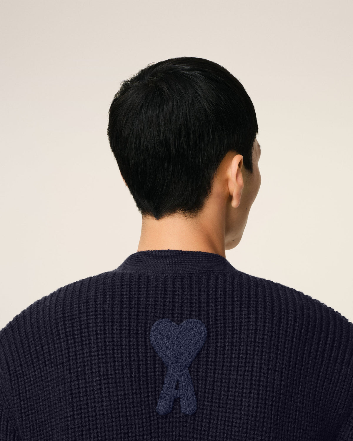 Navy Wool Ribbed Sweater
