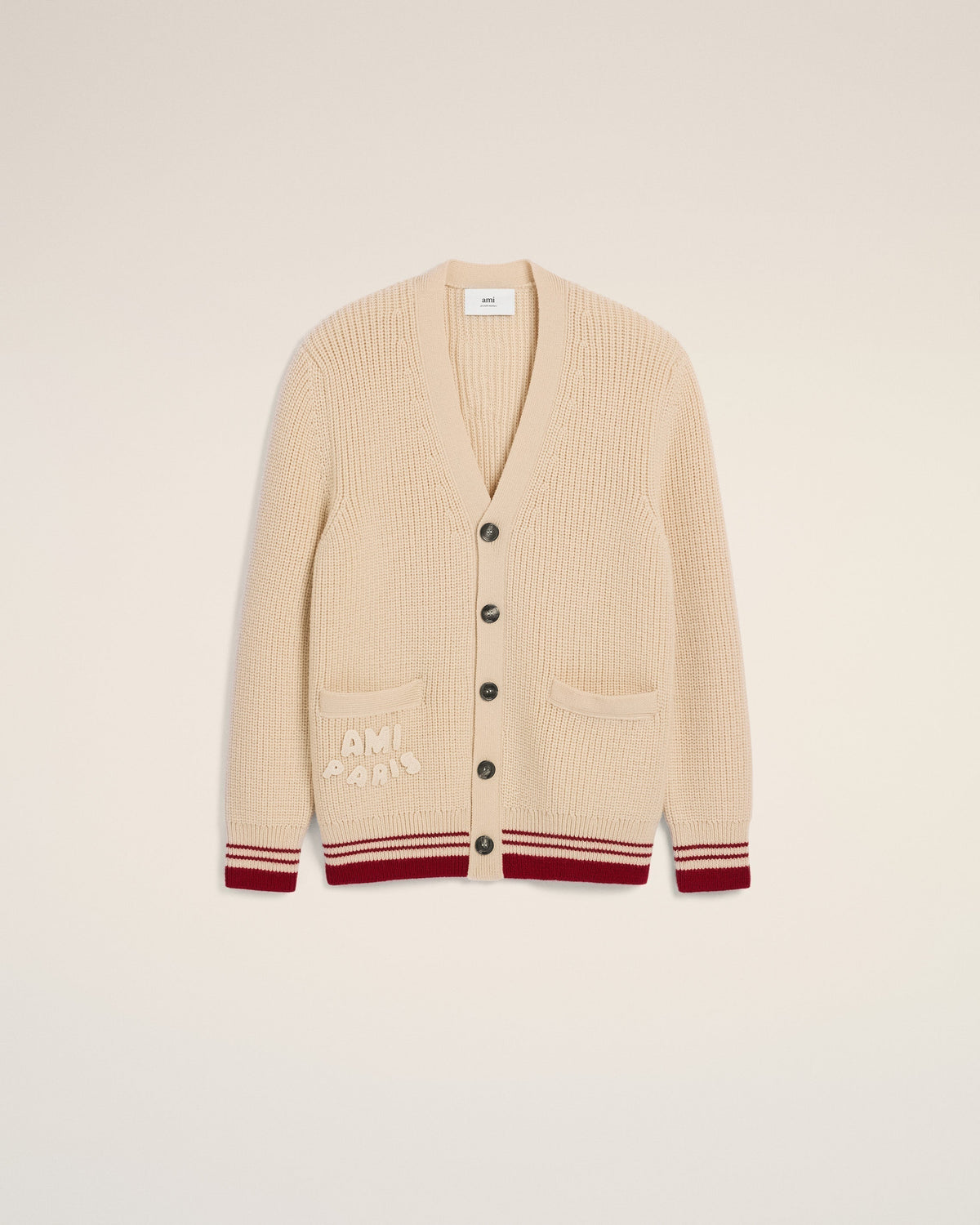 Beige Wool Ribbed Sweater