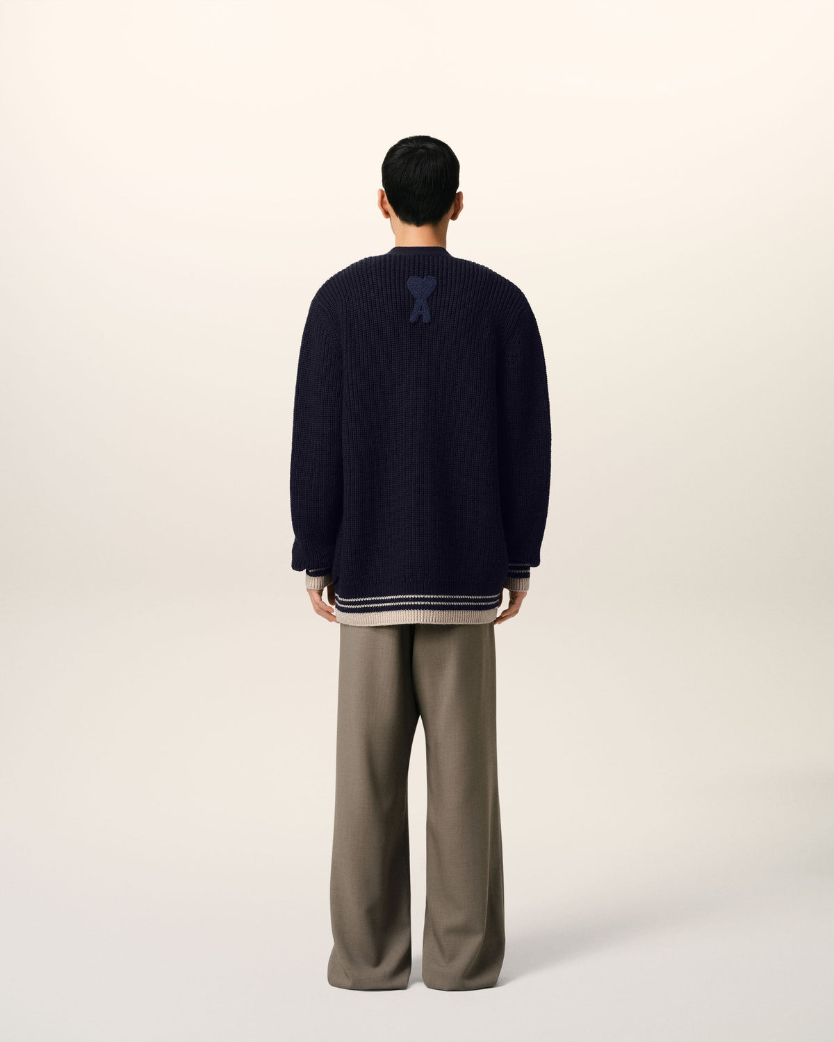 Navy Wool Ribbed Sweater