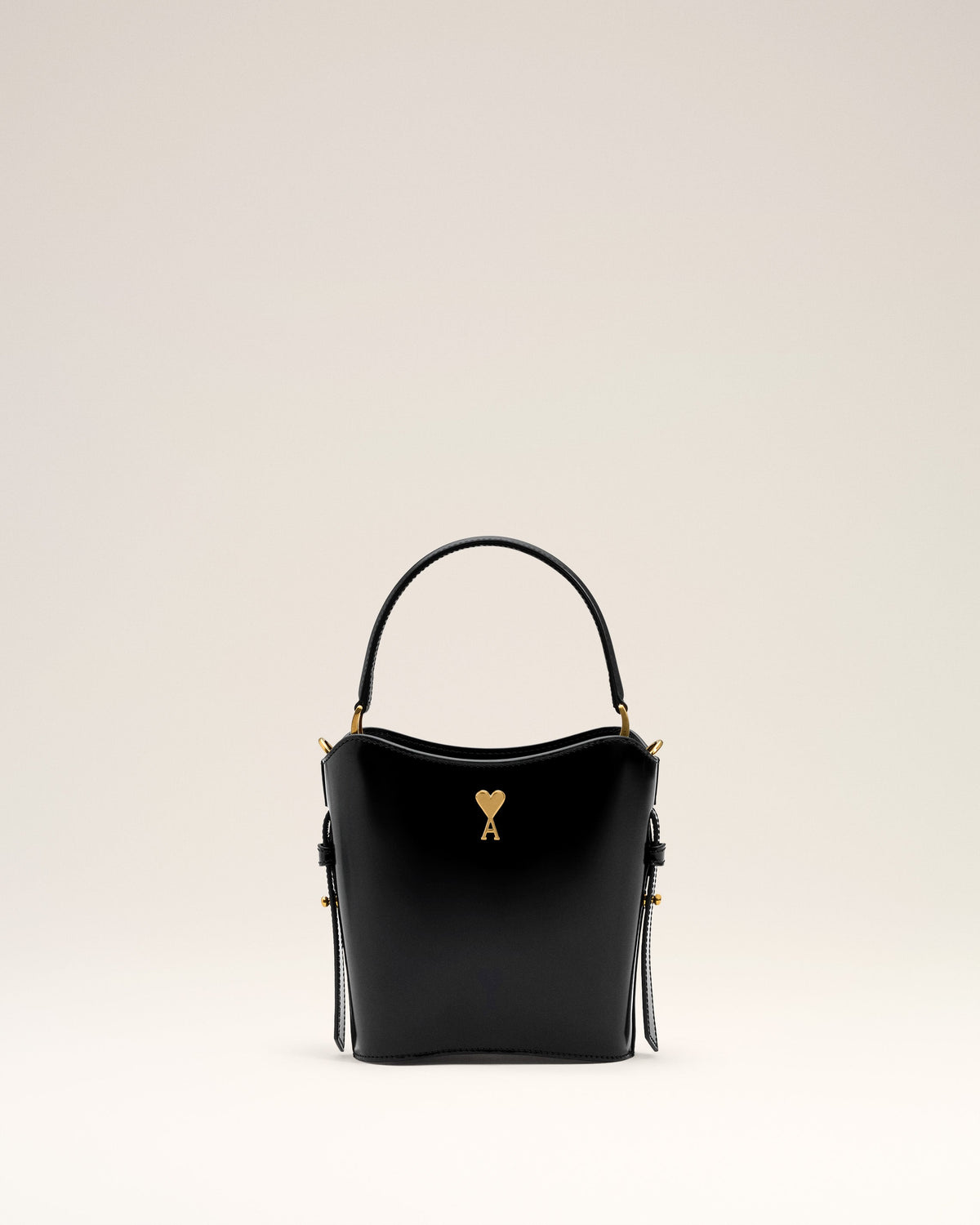 Black Leather Mini Paris Paris Bucket Bag