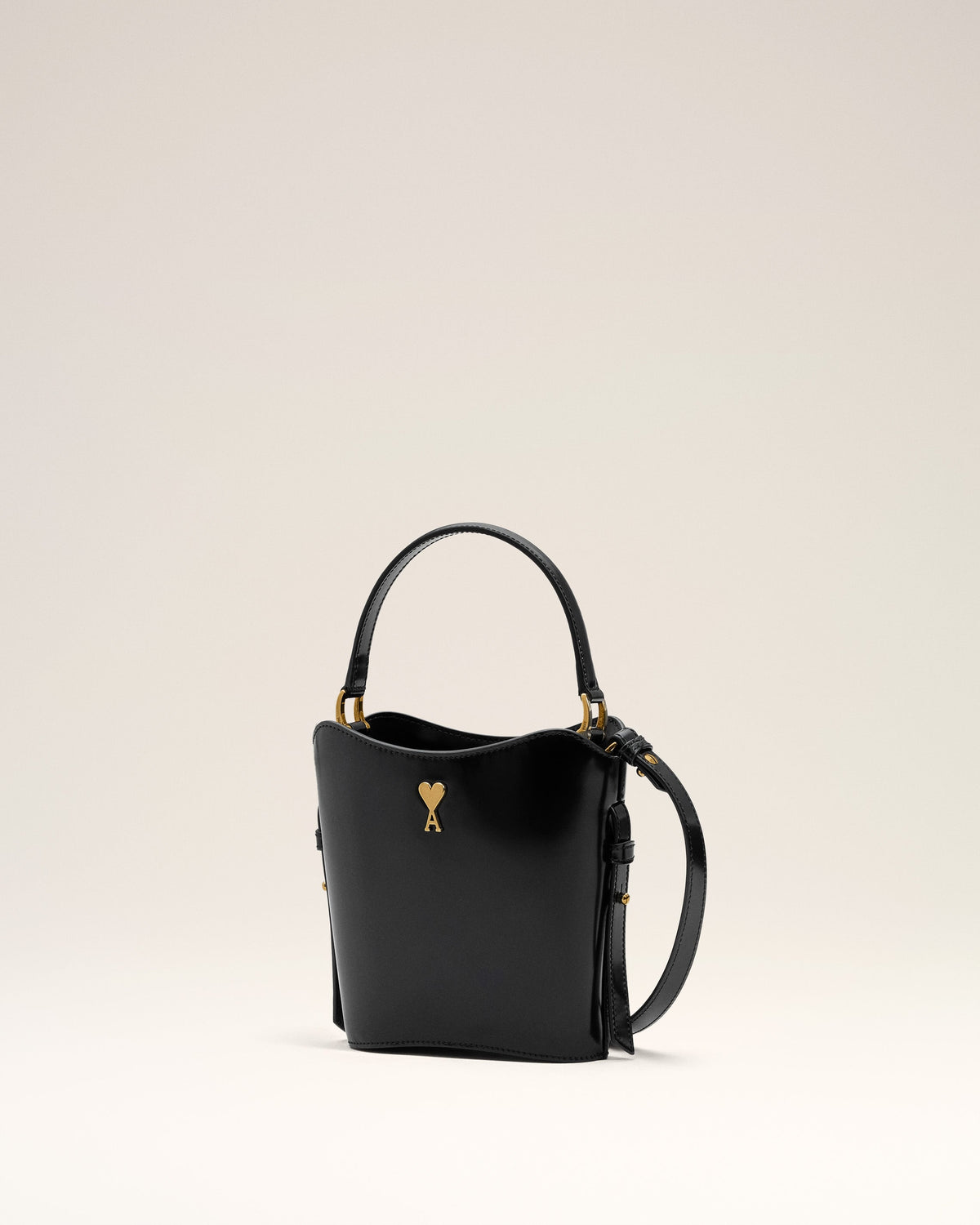 Black Leather Mini Paris Paris Bucket Bag