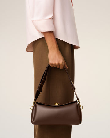 Brown  Smooth Leather Carrousel Bag