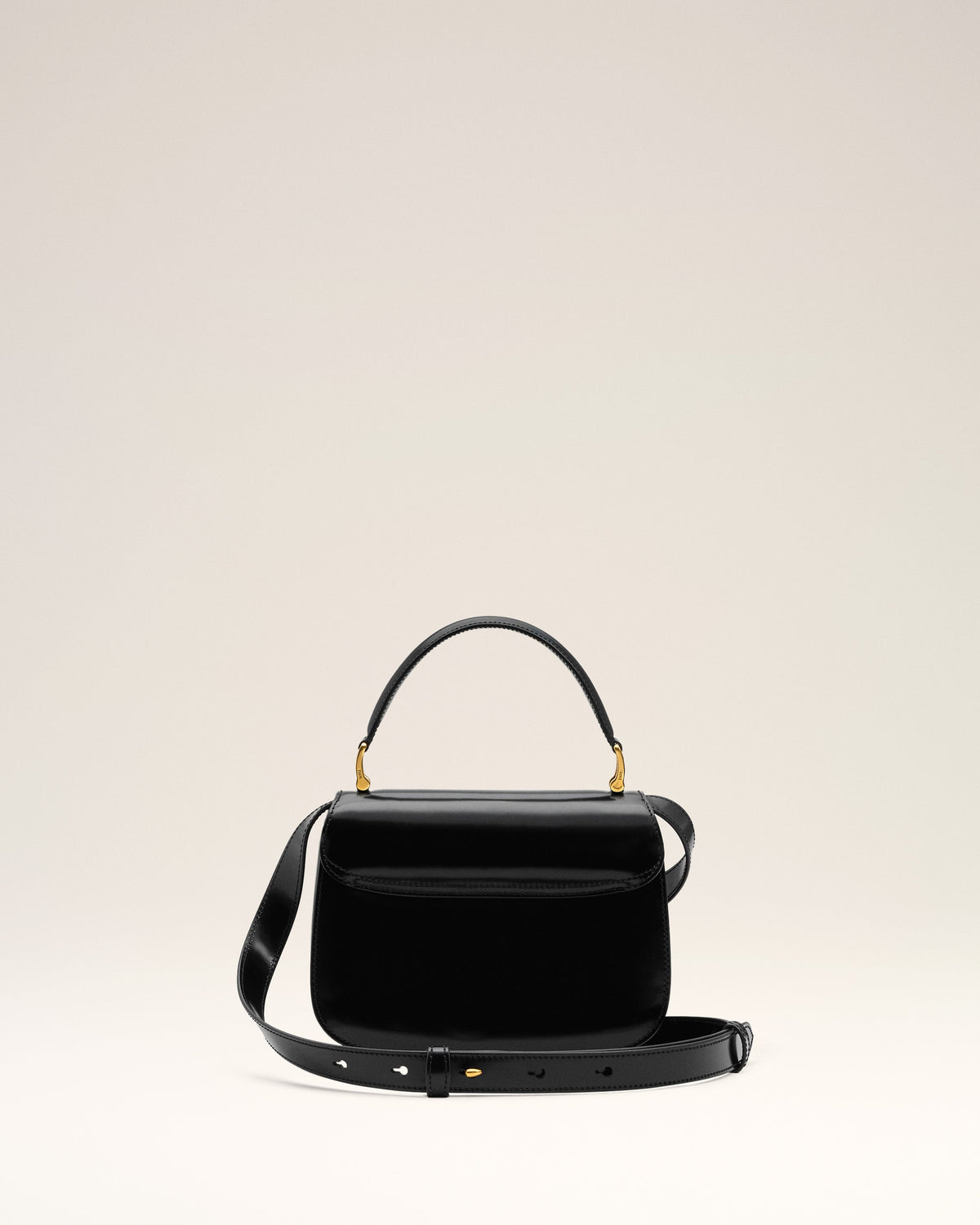 Black Glazed Leather Top Handle Paris Paris Bag