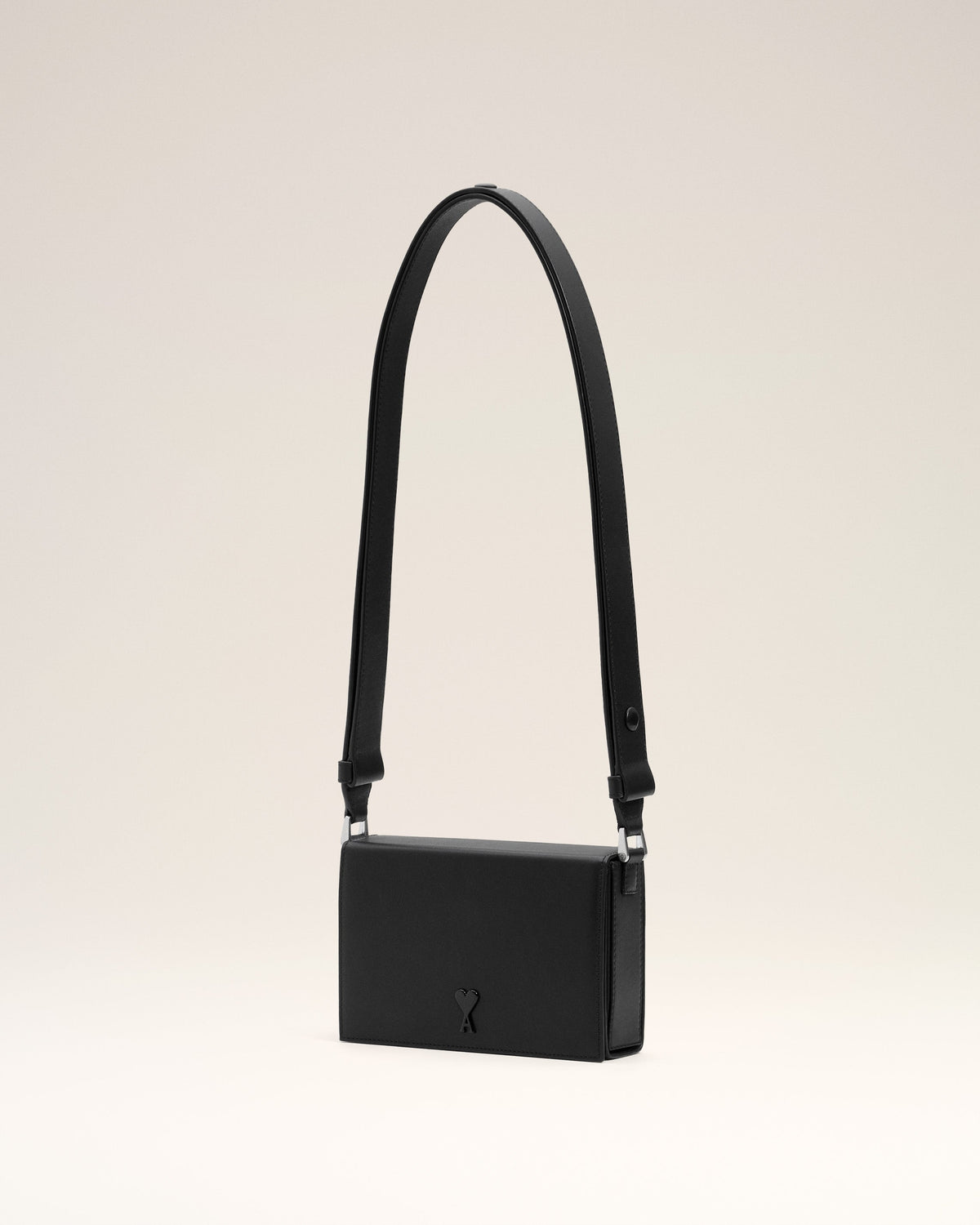 Black Smooth Leather Ami De Coeur Lunch Box Bag