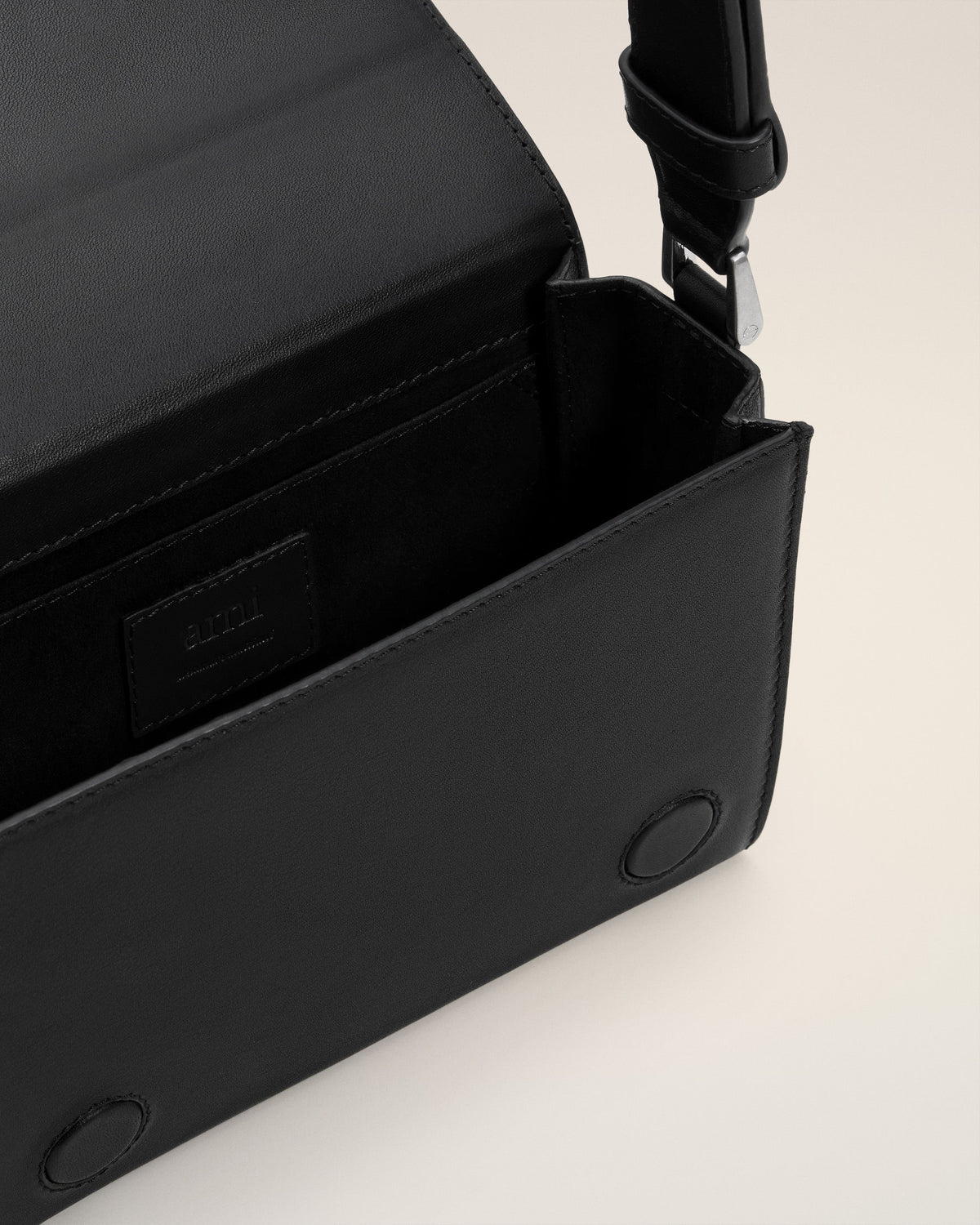 Black Smooth Leather Ami De Coeur Lunch Box Bag