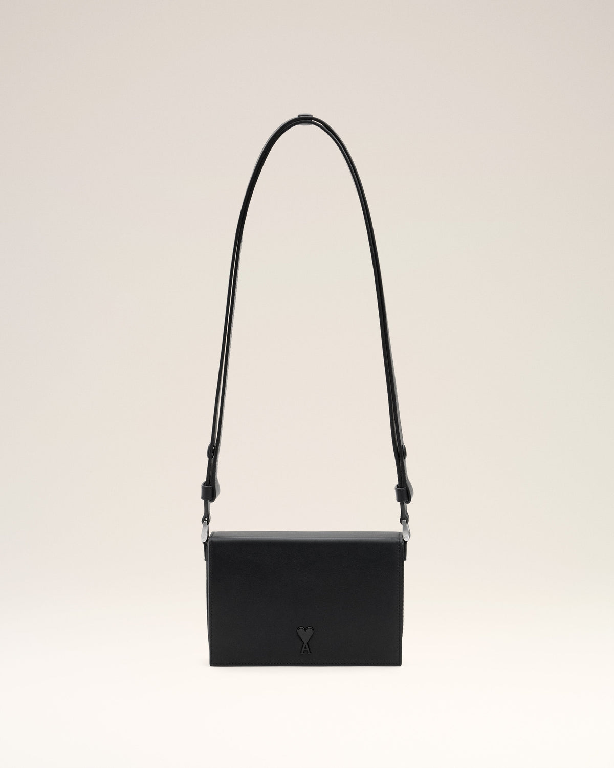 Black Smooth Leather Ami De Coeur Lunch Box Bag