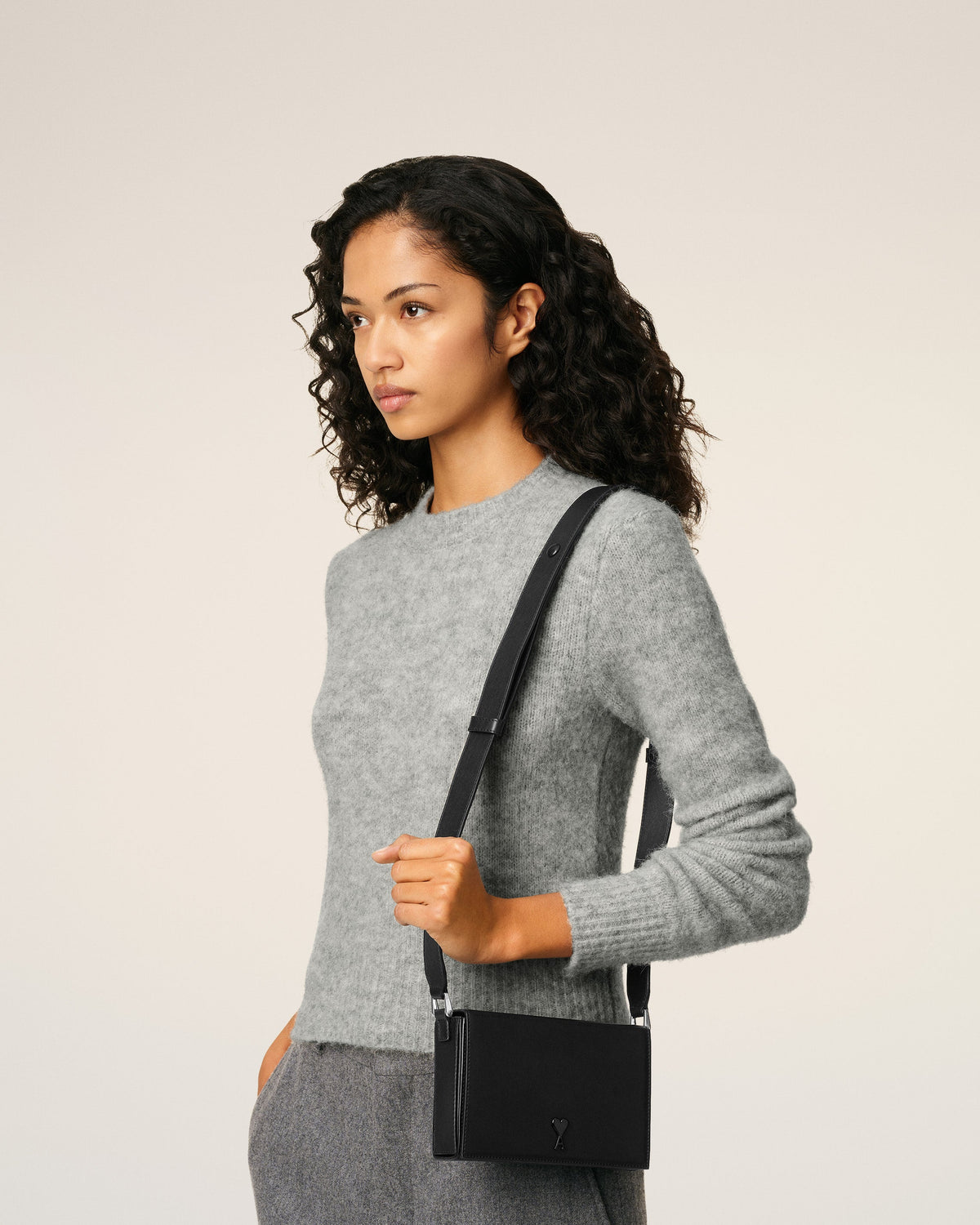 Black Smooth Leather Ami De Coeur Lunch Box Bag