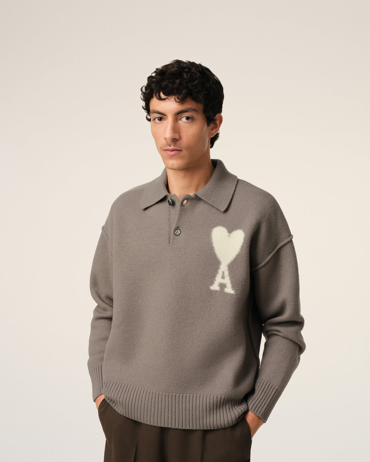 Taupe Wool Ami de Coeur Polo