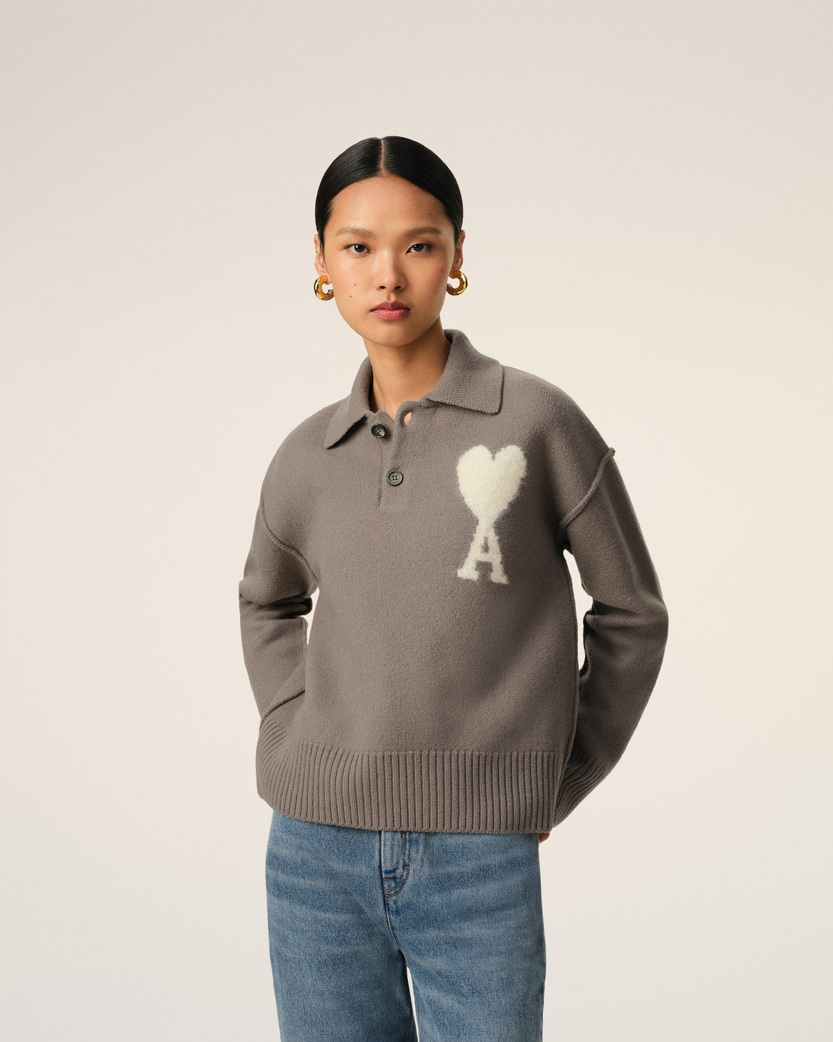 Taupe Wool Ami de Coeur Polo