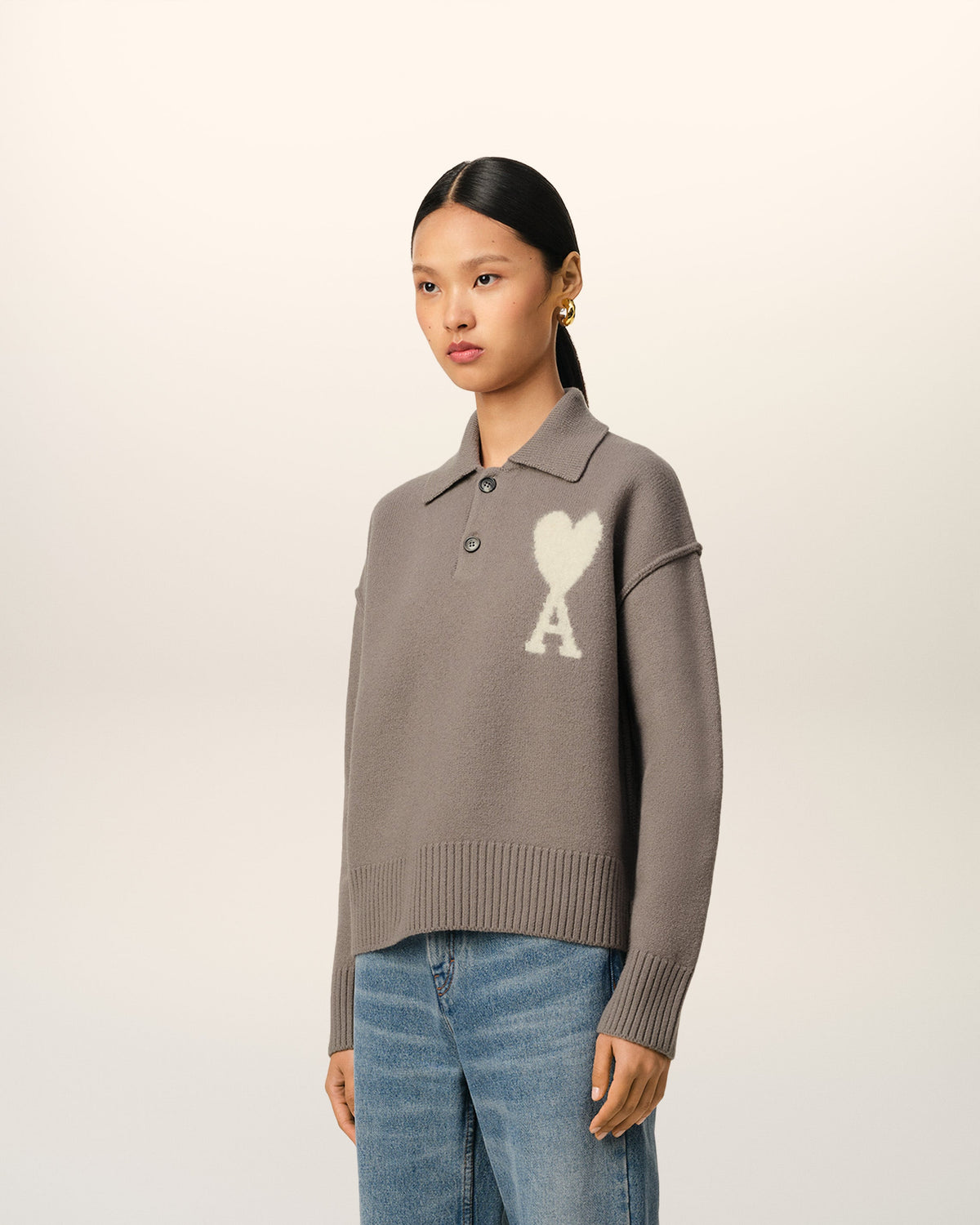 Taupe Wool Ami de Coeur Polo