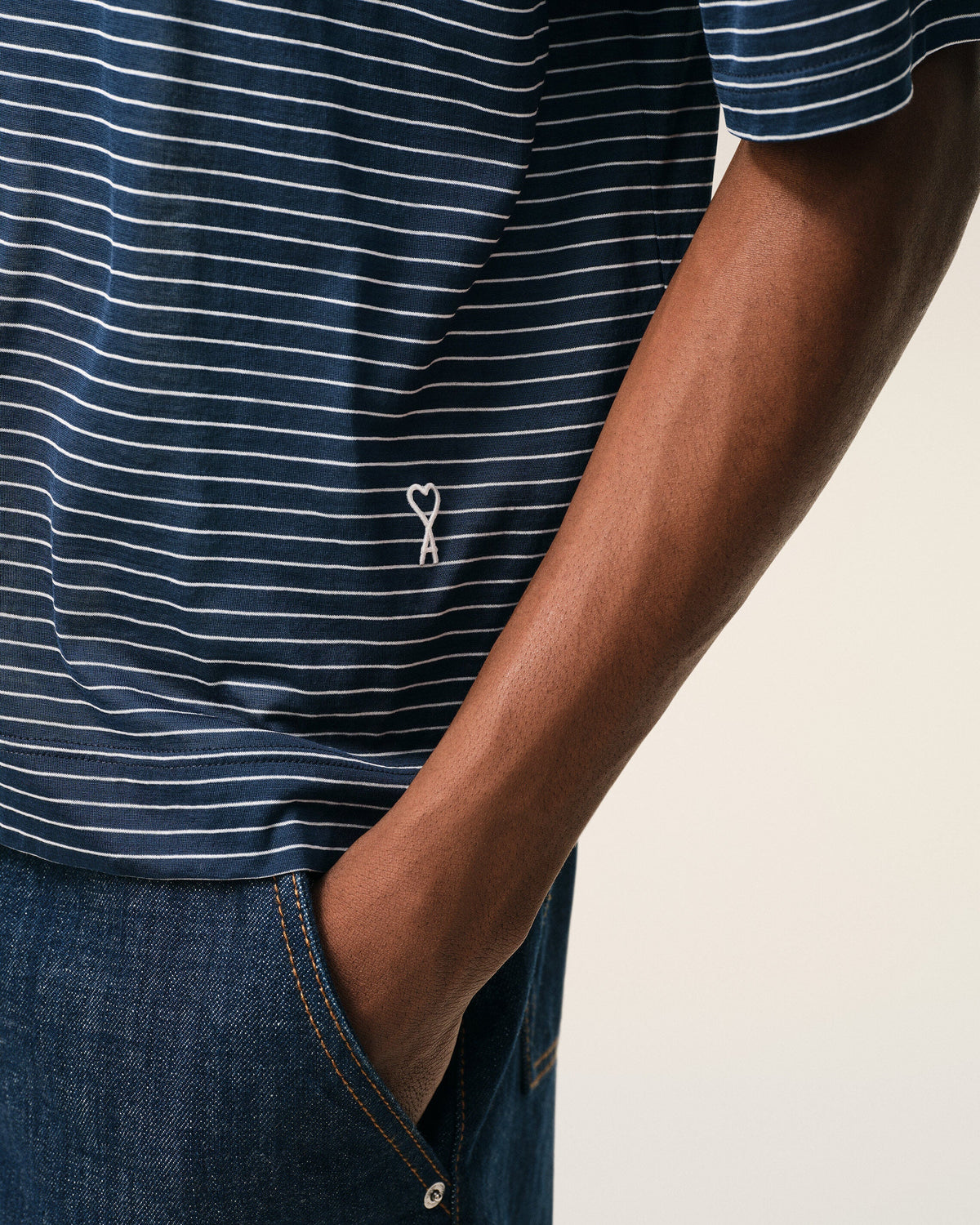 Blue Cotton Striped Ami De Coeur Polo