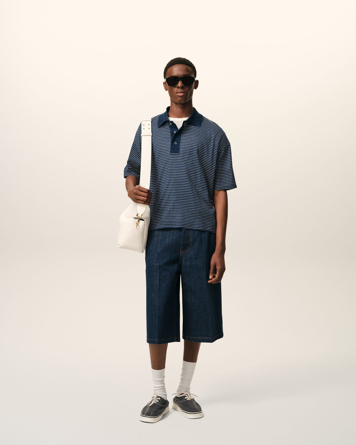Blue Cotton Striped Ami De Coeur Polo