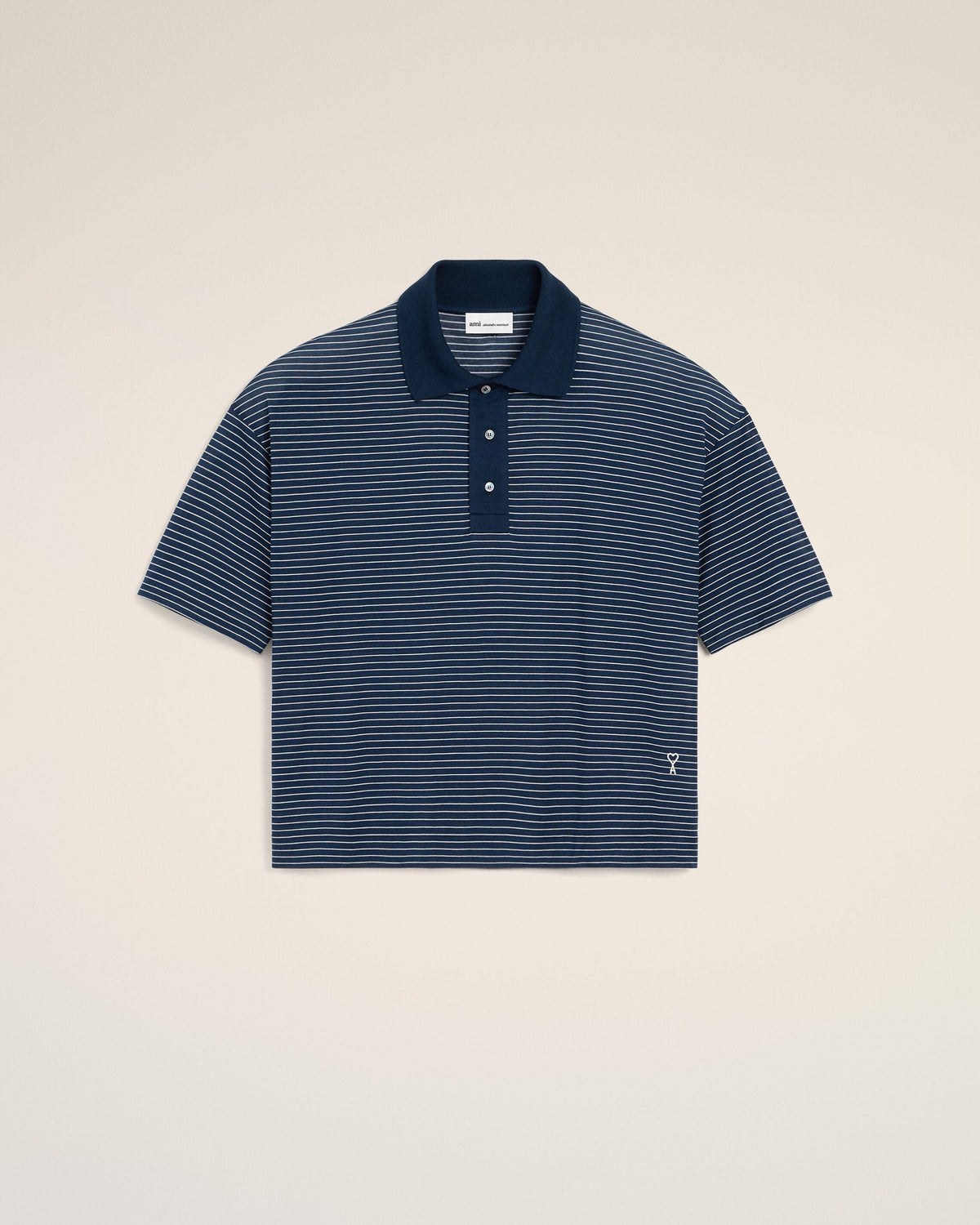 Blue Cotton Striped Ami De Coeur Polo