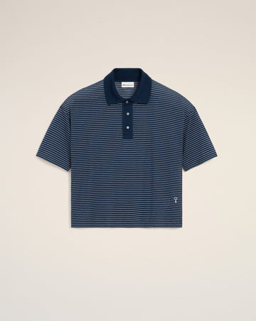 Blue Cotton Striped Ami De Coeur Polo