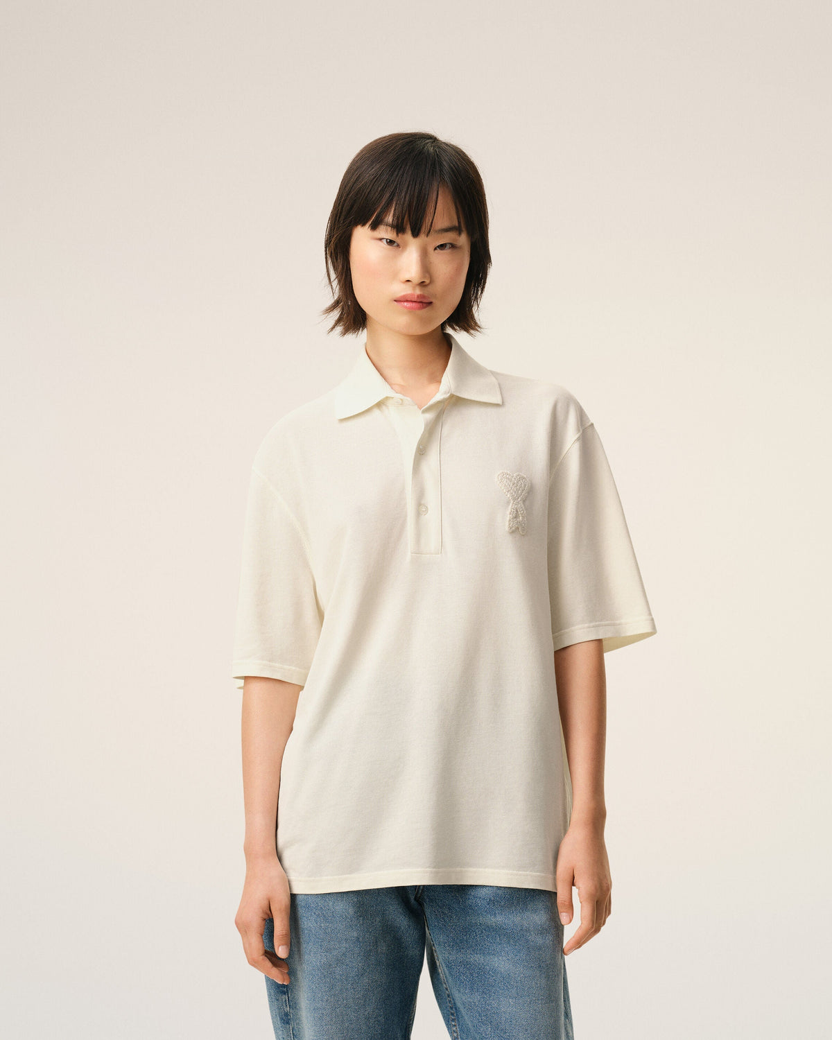 White Cotton Ami De Coeur Knitted Patch Polo