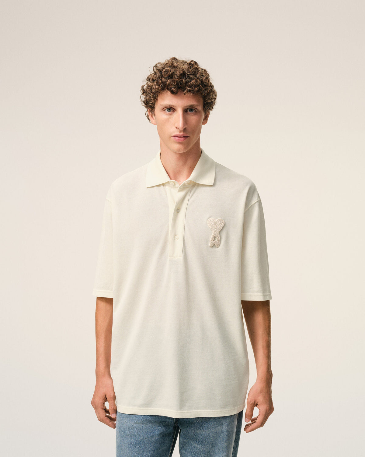 White Cotton Ami De Coeur Knitted Patch Polo
