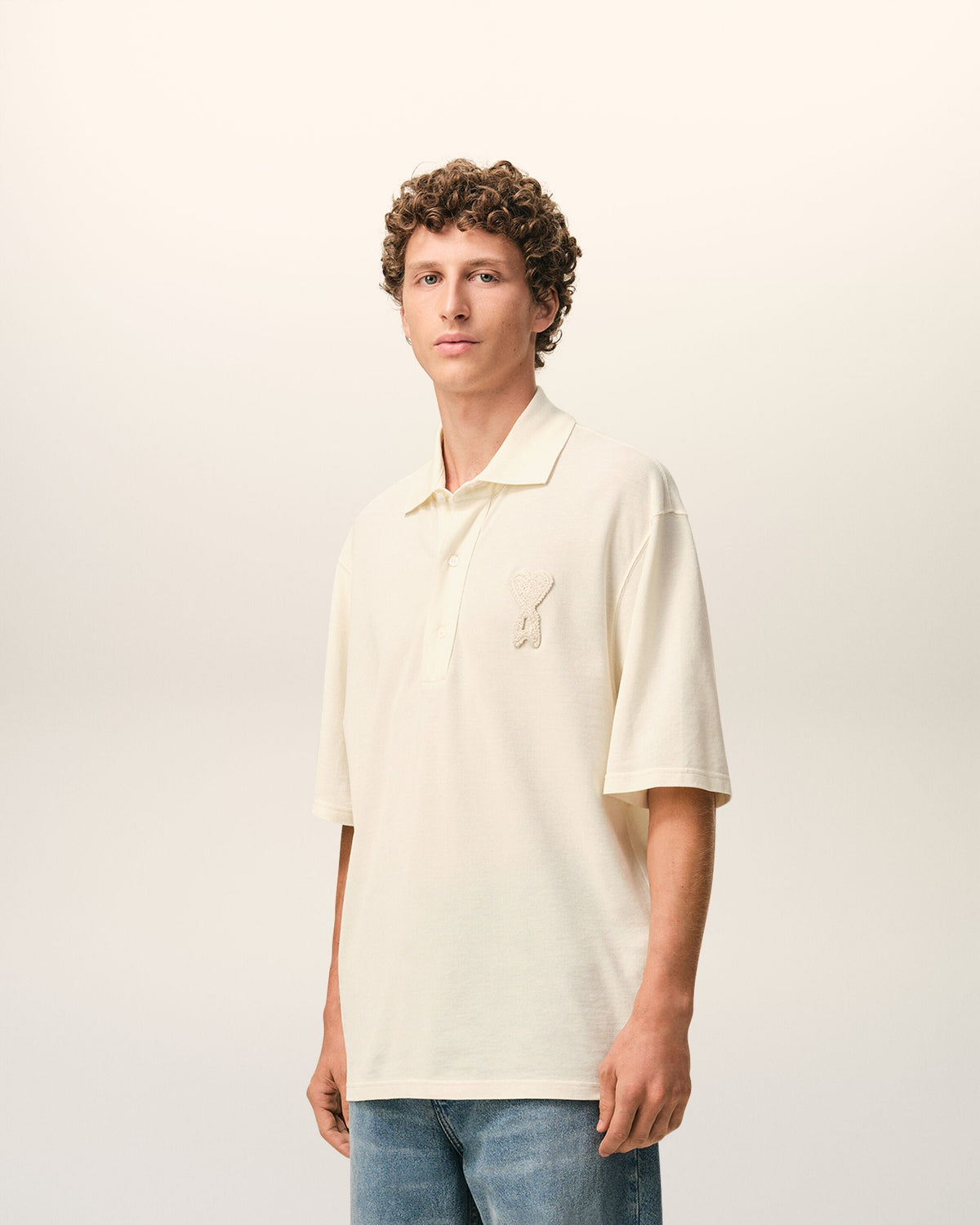 White Cotton Ami De Coeur Knitted Patch Polo