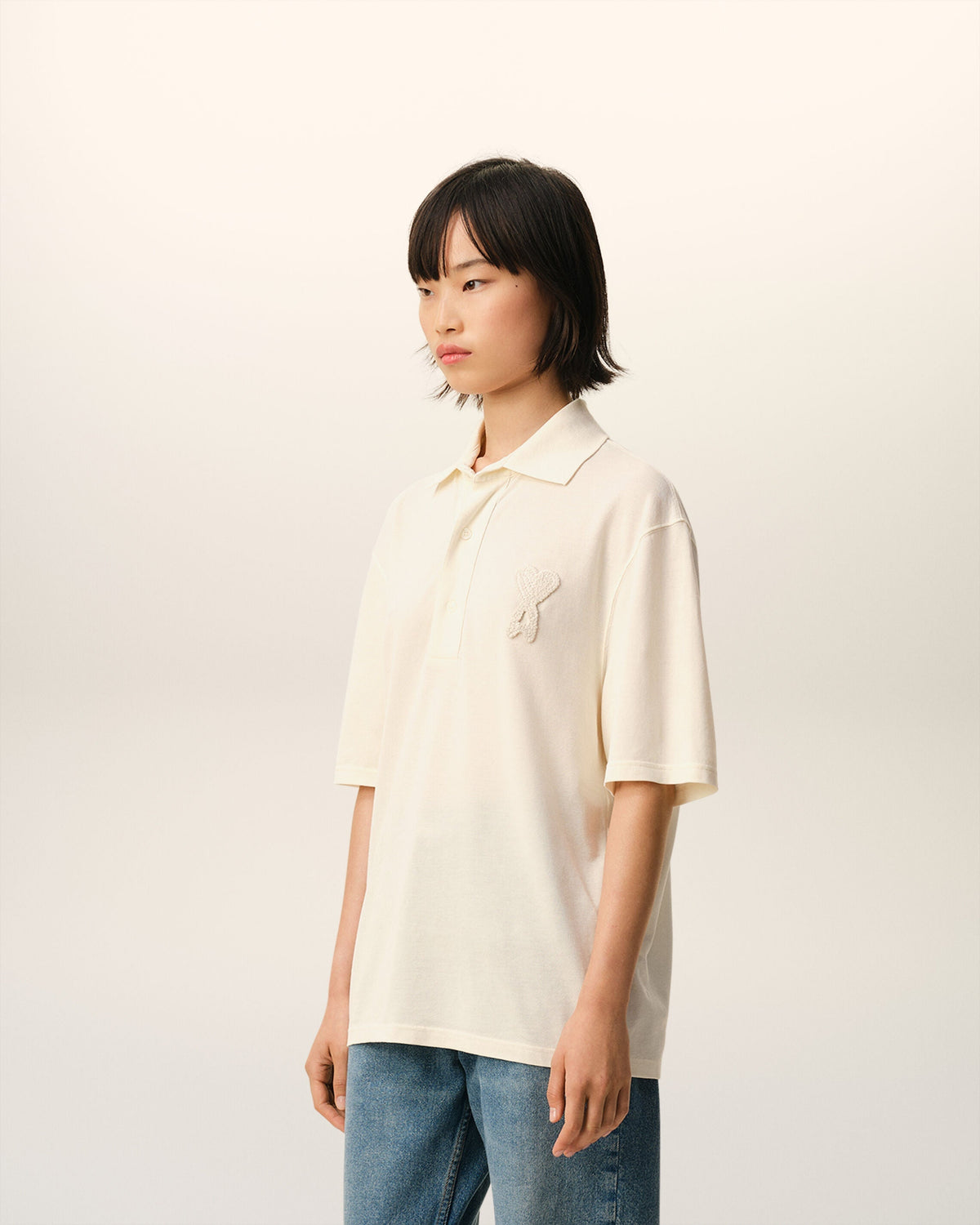 White Cotton Ami De Coeur Knitted Patch Polo