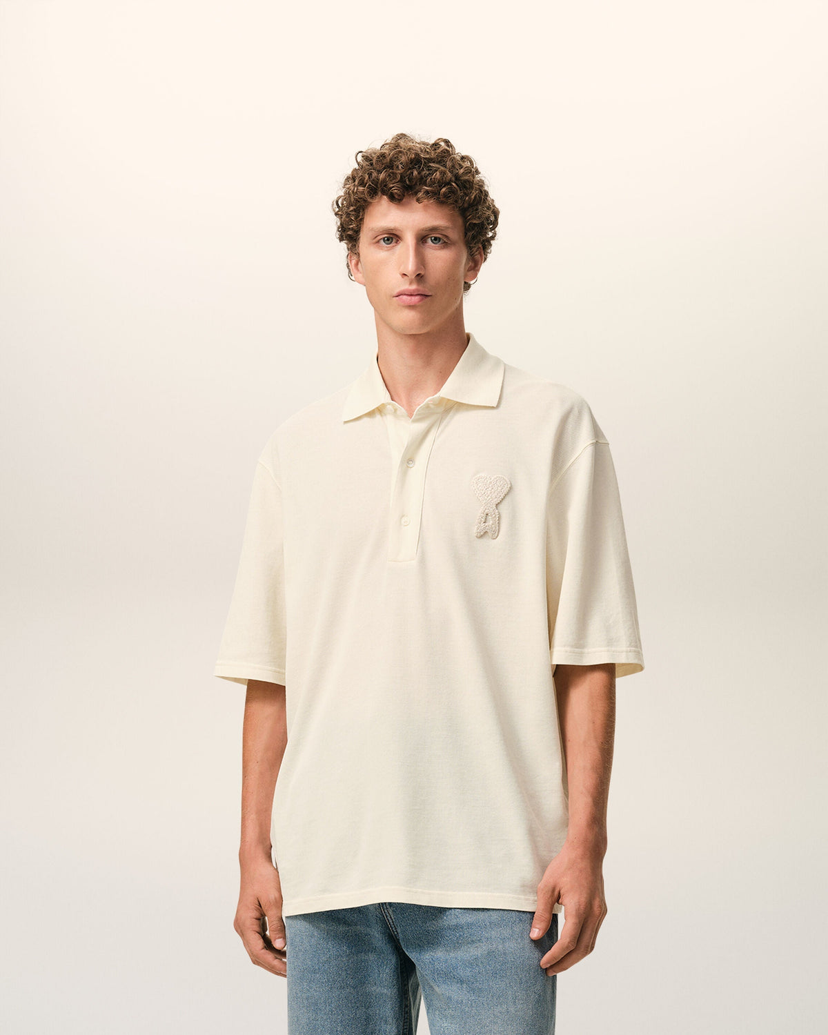 White Cotton Ami De Coeur Knitted Patch Polo