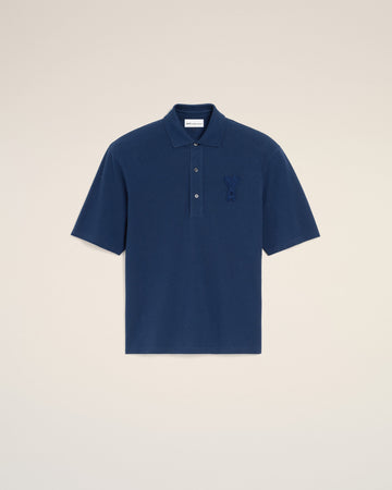 Blue Cotton Ami De Coeur Knitted Patch Polo