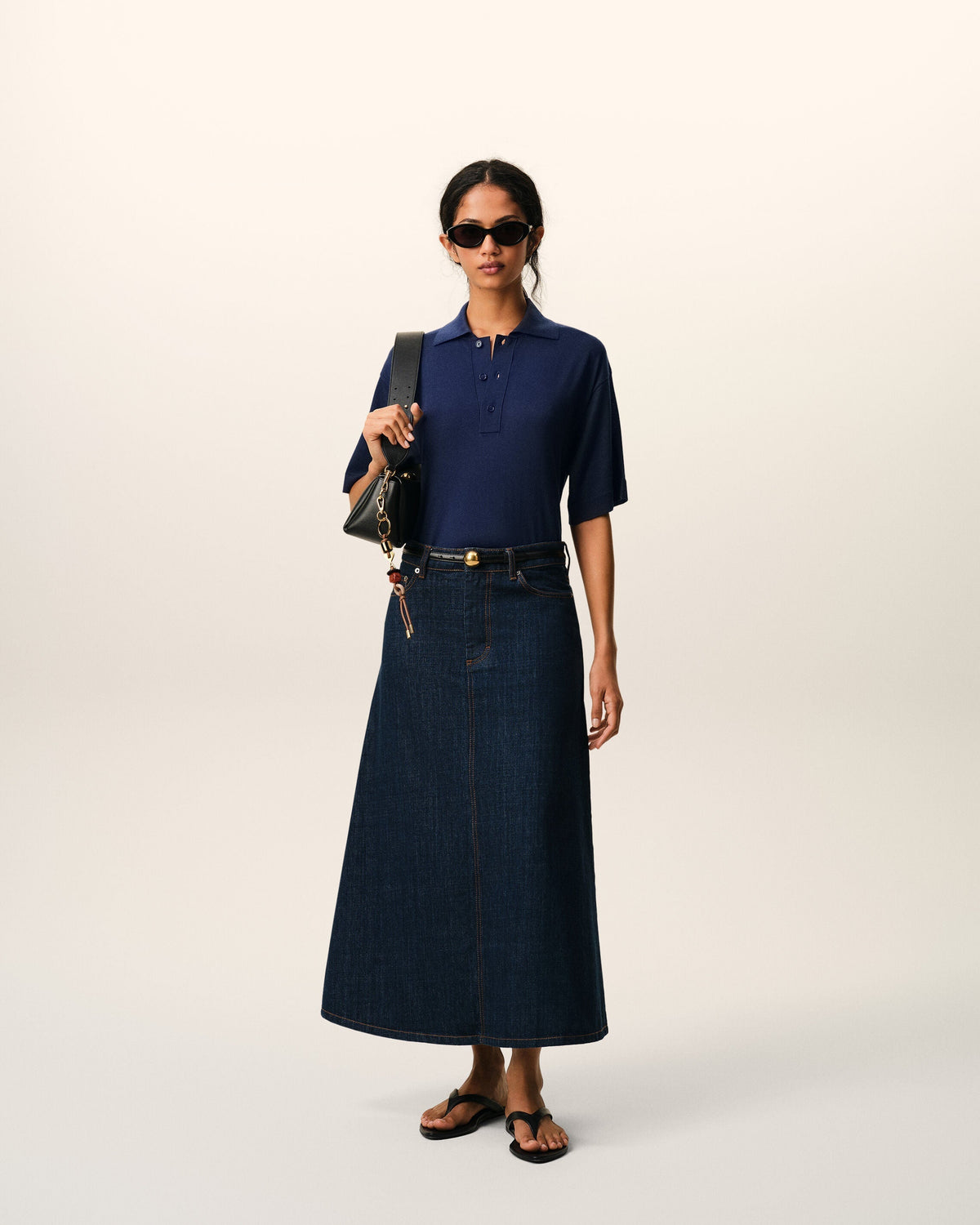 Blue Thin Wool Short Sleeves Ami De Coeur Polo