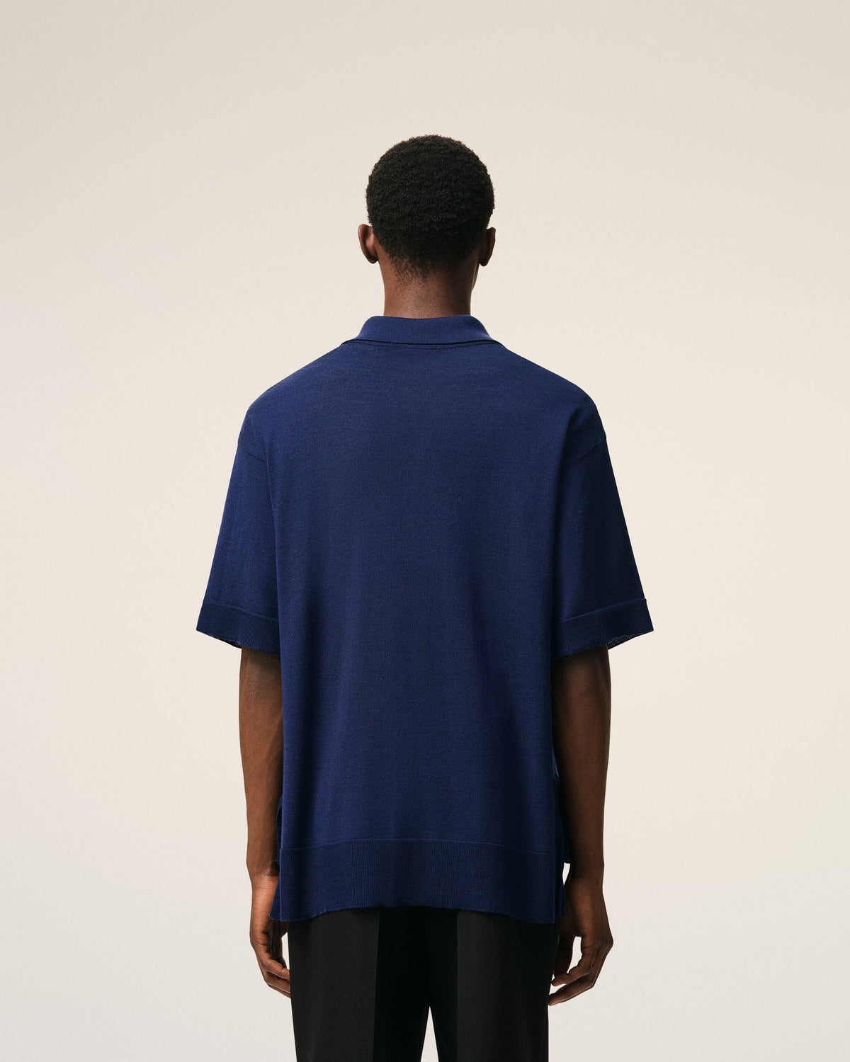 Blue Thin Wool Short Sleeves Ami De Coeur Polo
