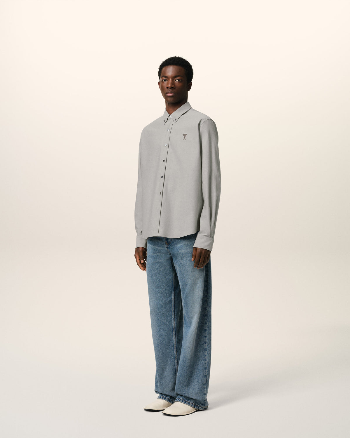 Grey Cotton Button-Down Ami de Cœur Shirt