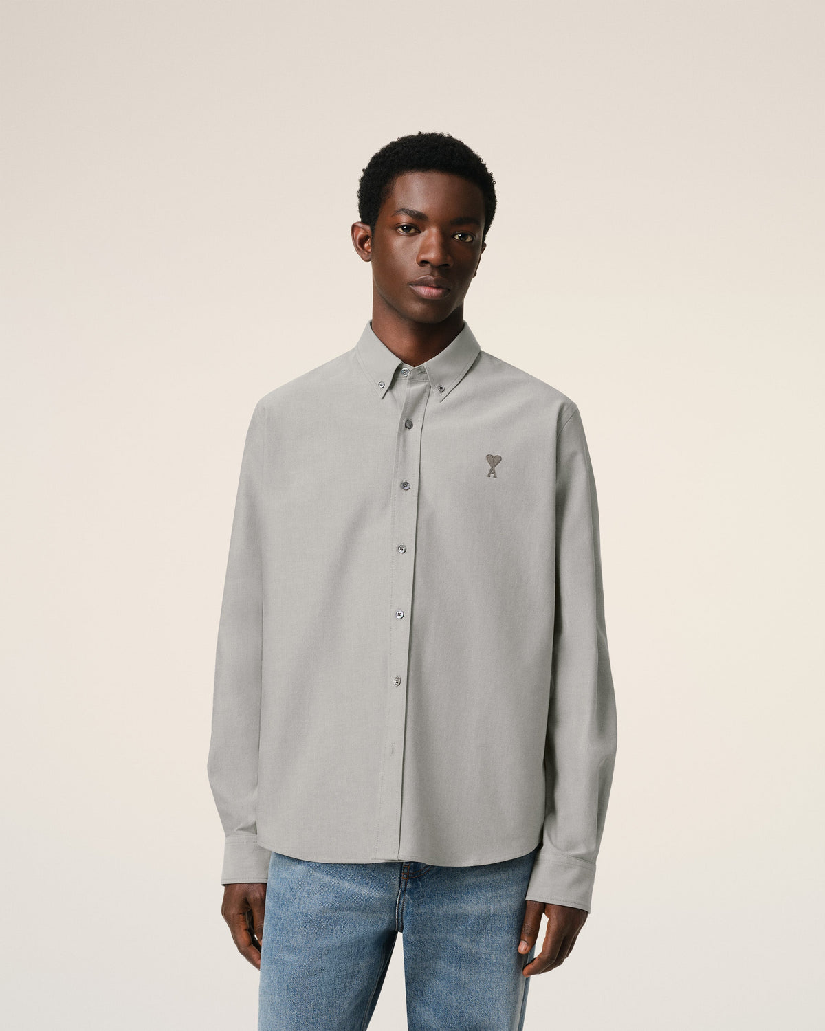 Grey Cotton Button-Down Ami de Cœur Shirt