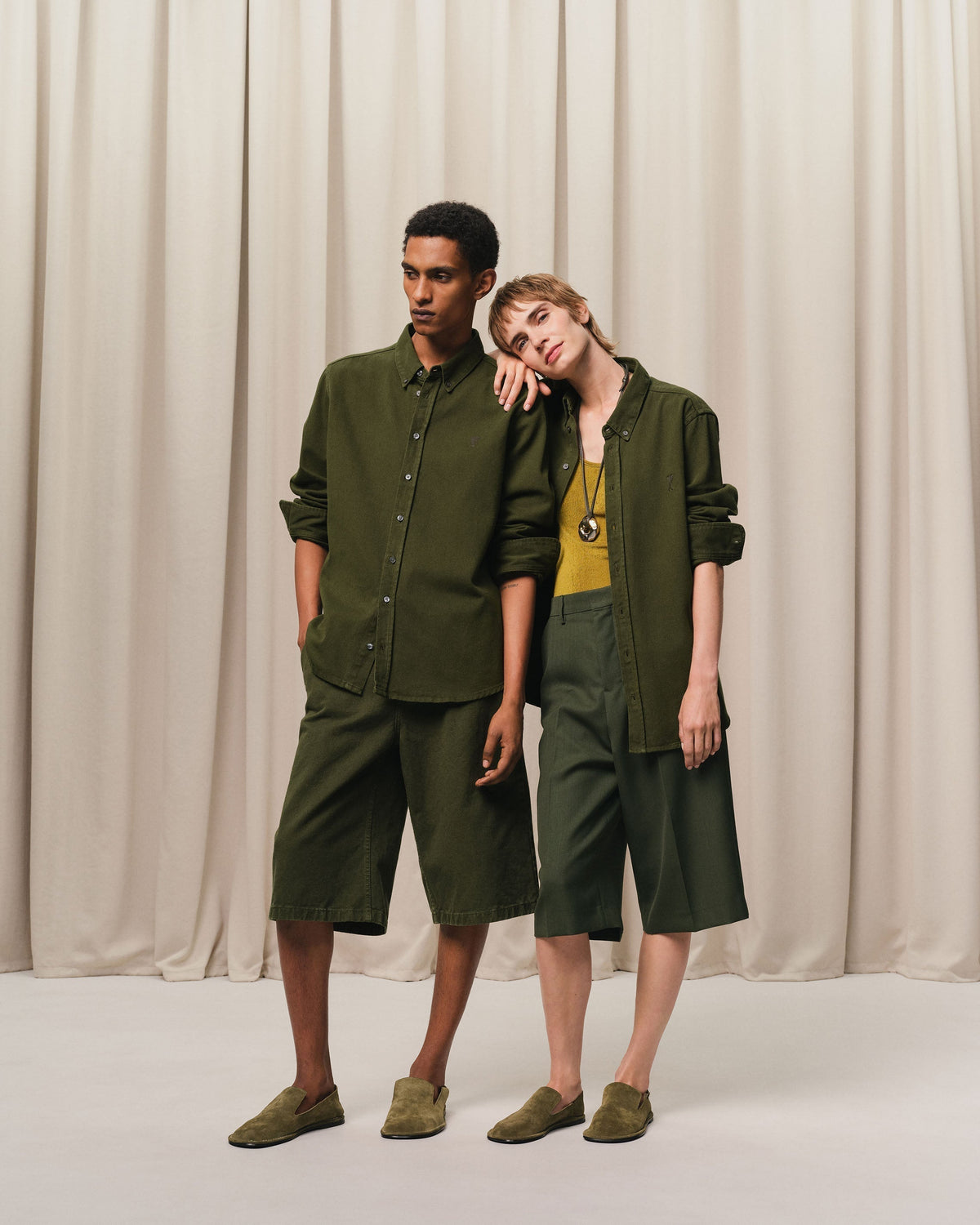 Green Cotton Button-Down Ami de Coeur Shirt