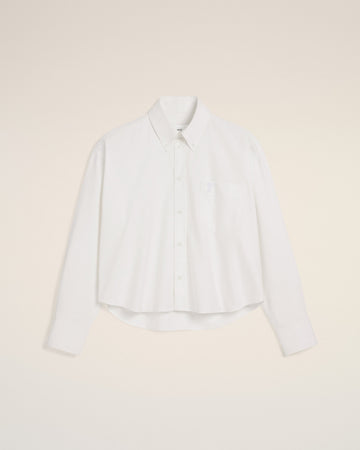White Cotton Cropped Oversized Shirt