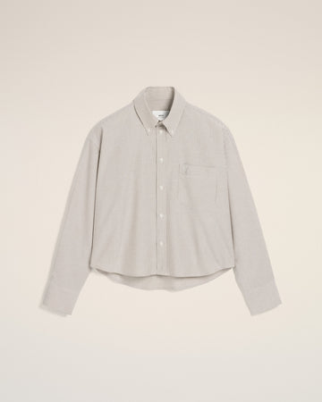 Green Cotton Cropped Oversized Shirt