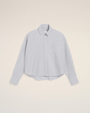 Purple Cotton Cropped Oversized Shirt