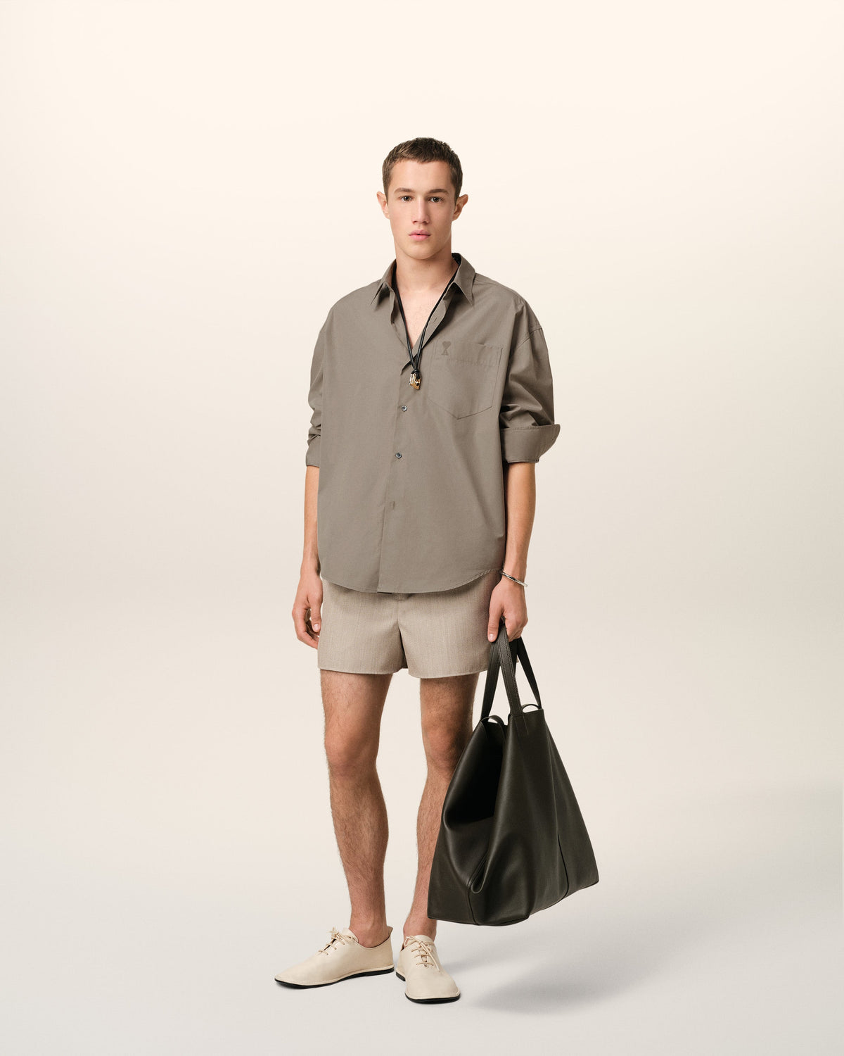 Beige Cotton Ami de Coeur Boxy Shirt