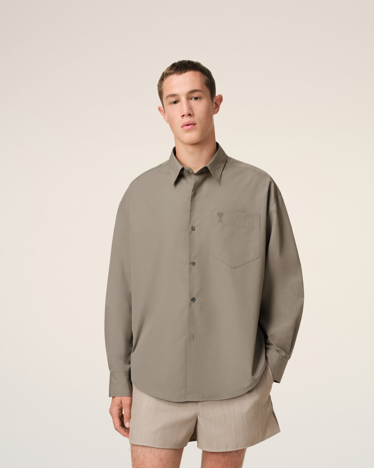 Beige Cotton Ami de Coeur Boxy Shirt