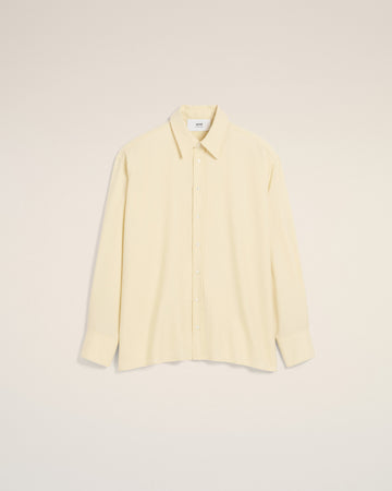 Yellow Wool Back Slit Loose Shirt