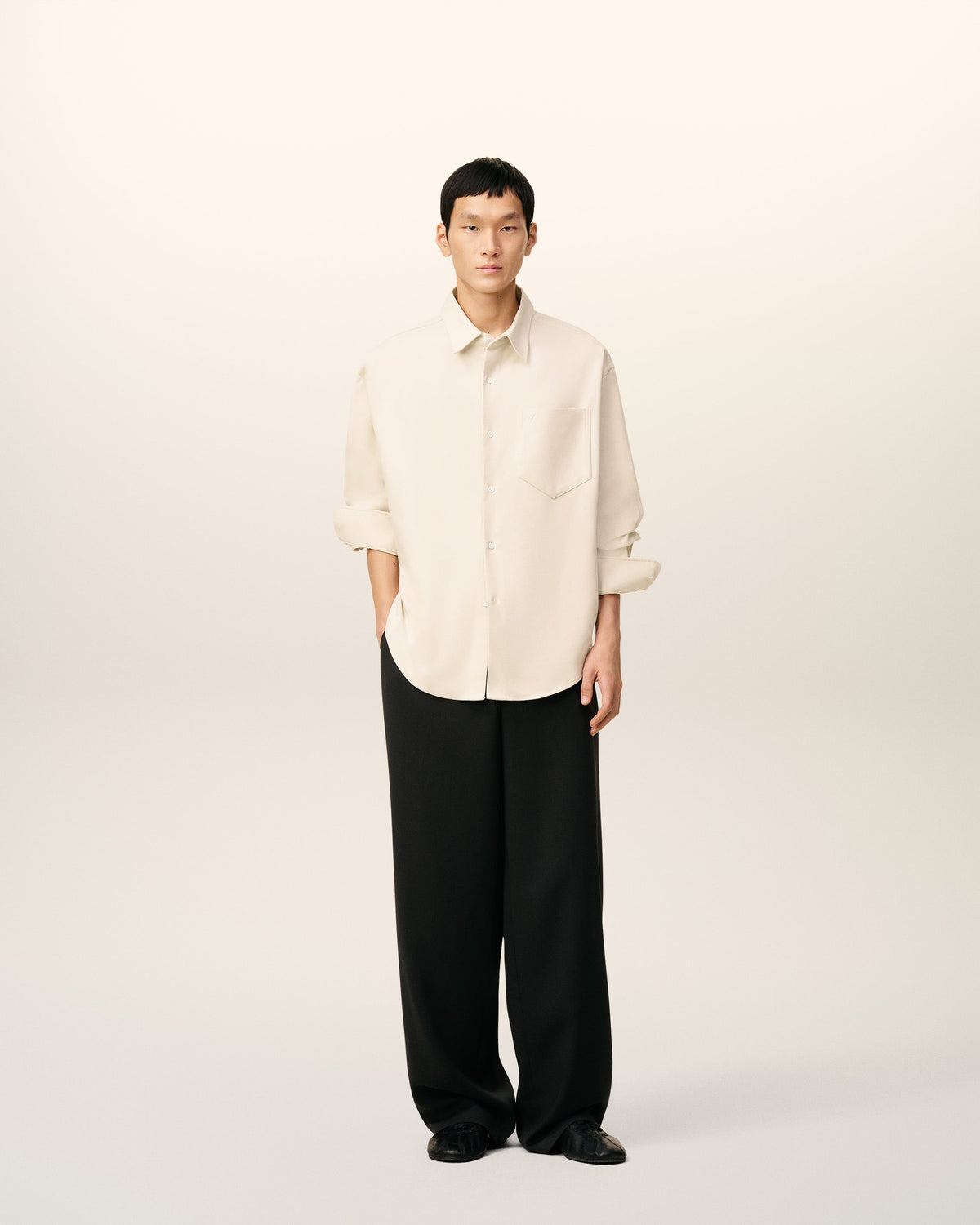 Beige Cotton Embossed Ami De Coeur Boxy Shirt