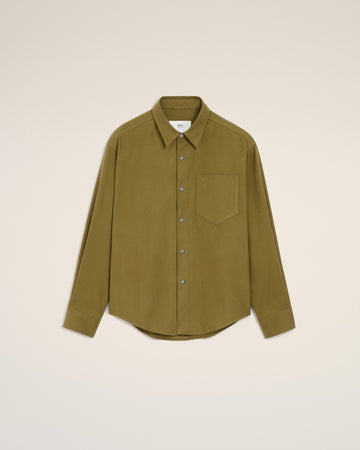 Green Cotton Embossed Ami De Coeur Boxy Shirt